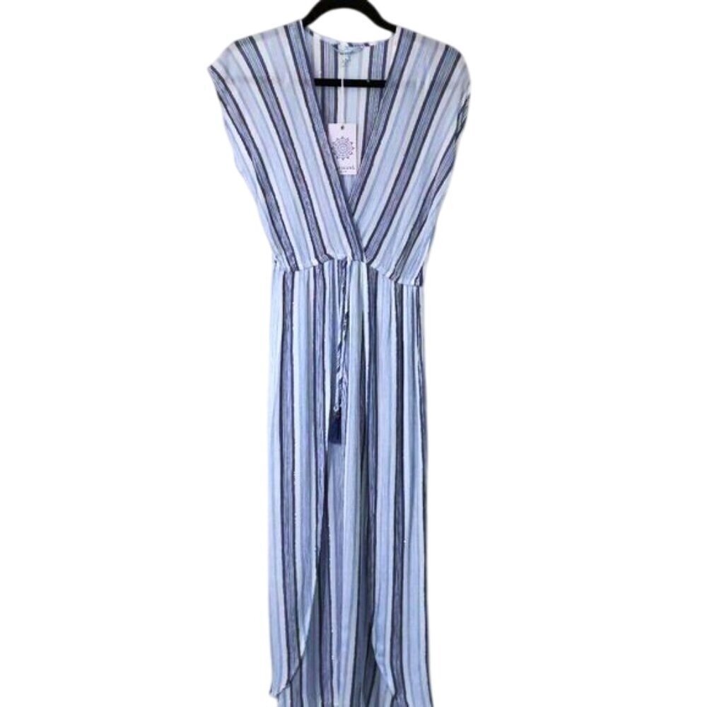 Blue Island Beach Dress Stripe Size S